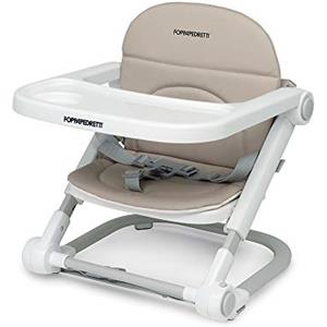 Foppapedretti Seggiolino Alzabimbo Lift, bambini da 6 mesi a 3 anni (fino a 15 Kg), Vassoio Amovibile, Chiudibile e Trasportabile, Borsa Inclusa, Imbottitura Removibile e Lavabile, 3 Altezze, Sand