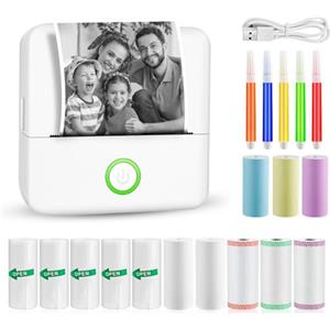 GuKKK Mini Stampante Fotografica Termica Bluetooth con Ricarica USB - Stampante Istantanea Portatile per Fotografica, Note,вана, Elenchi, Memo