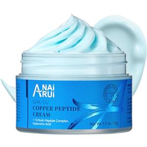 ANAI RUI ANAiRUi Crema al Peptide di Rame GHK-Cu 50ml | Idratazione Anti-Età Leggera con Acido Ialuronico e Vitamina C per Fermezza, Luminosità e Rughe