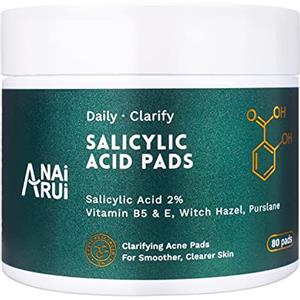 ANAI RUI ANAiRUi Dischetti esfolianti di acido salicilico, esfolianti per il viso, pads facciali per la pulizia di sblocchi e punti neri, acne e imperfezioni, 80 pezzi