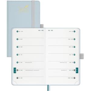 BEZEND Agenda 2027 Settimanale Tascabile con 2 Colonne - A6 (15,5 x 9 cm) | Gen a Dic 2027, Diario Piccola per Lavoro e Vita Privata, Compatto e Portatile, Copertina Rigida in Pelle PU, Grigio-blu