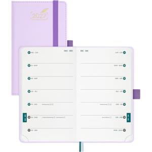 BEZEND Agenda 2027 Settimanale Tascabile con 2 Colonne - A6 (15,5 x 9 cm) | Gen a Dic 2027, Diario Piccola per Lavoro e Vita Privata, Compatto e Portatile, Copertina Rigida in Pelle PU, Lila