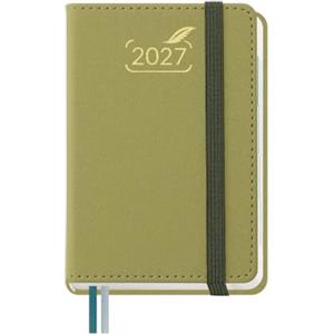 BEZEND Mini Agenda 2027 Bigiornaliera Tascabile 12x8 cm - 2 Giorni 1 Pagina | Gen a Dic 2027, Piccola per Borsa, Ideale per Note Rapide, Viaggi e Promemoria, Copertina Rigida Pelle PU - Mostaza