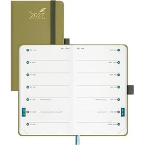 BEZEND Agenda 2027 Settimanale Tascabile con 2 Colonne - A6 (15,5 x 9 cm) | Gen a Dic 2027, Diario Piccola per Lavoro e Vita Privata, Compatto e Portatile, Copertina Rigida in Pelle PU, Mostaza