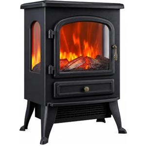 Garvee Camino Elettrico 900/1800W Con Fiamma LED 3D Multicolore | 3 finestre, Termostato regolabile, Luminosità fiamma, Ferro e vetro, 5118 BTU, Plug & Play