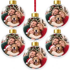 MQIAN 6pz Palla di Natale con Foto, Palline di Natale Personalizzate, Palline di Natale Trasparenti, Palline Trasparenti Apribili, Decorazione Albero di Natale Ciondoli Ornamenti Natalizi