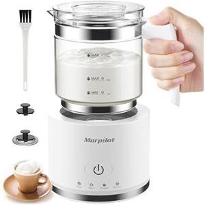 Morpilot Montalatte elettrico 4 in 1, 500 ml, 600 W, per caldo e freddo, vetro visivo, lavabile in lavastoviglie, design latte