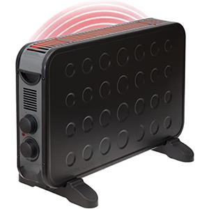 Brollux Riscaldamento elettrico, 2000 W, B2K, termoconvettore, radiatore elettrico, riscaldamento elettrico con termostato, nero