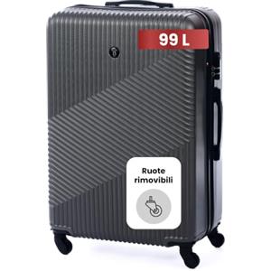 BERTOO Milano Valigia XXL grigio scuro 99 L - Trolley rigido 75x49x29 cm in ABS con 4 ruote girevoli e serratura a combinazione