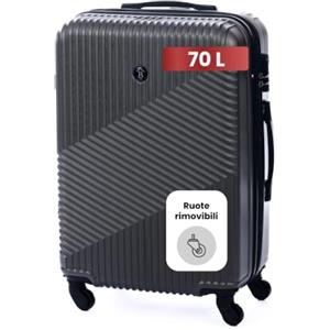 BERTOO Milano Valigia grande XL grigio scuro 70 L - Trolley rigido 65x45x26 cm in ABS con 4 ruote girevoli e serratura a combinazione