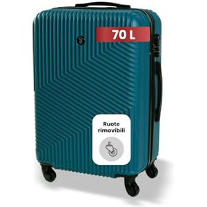 BERTOO Milano Valigia grande XL verde metallizzato 70 L - Trolley rigido 65x45x26 cm in ABS con 4 ruote girevoli e serratura a combinazione