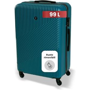 BERTOO Milano Valigia XXL verde metallizzato 99 L - Trolley rigido 75x49x29 cm in ABS con 4 ruote girevoli e serratura a combinazione