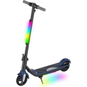 Urbanvoy Monopattino Elettrico per Bambini 6-12 Anni, Pieghevole con Display LED & Luci Neon, Doppia Velocità 6/12 km/h, Autonomia 5-8 km, Pneumatici Pieni, Freno Elettronico, Portata Max 50 kg