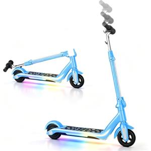 Urbanvoy Monopattino Elettrico Pieghevole per Bambini 6-12 Anni, Motore 88W, 3 Velocità Regolabili, Autonomia 5-8km, Display LED, Luci Multicolore, Doppio Freno, Altezza Regolabile