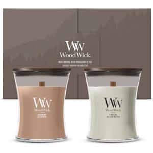 WoodWick Set di candele profumate, candele profumate con stoppini crepitanti, fino a 60 ore di durata ciascuna, confezione regalo, 2 pezzi