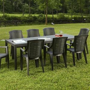 Dmora - Tavolo da esterno Susa, Ripiano rettangolare allungabile da pranzo, Tavolo da giardino estensibile, 100% Made in Italy, 150x90h72 cm, Antracite