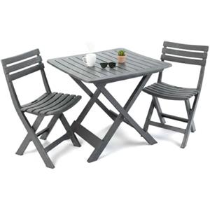 Dmora Set Salotto da Esterno Patern Nero Antracite 2 Posti Un Tavolino, Salottino Outdoor Set Pieghevole Made in Italy