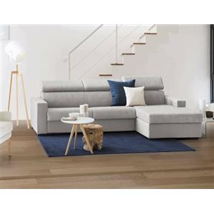 Dmora Talamo Italia - Divano letto con penisola Alberta, Sofà con penisola contenitore Destra, Braccioli standard, 100% Made in Italy, Cm 280x95h85, Grigio
