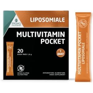 PromoPharma Multivitamin Pocket Liposomiale - 13 Vitamine e 3 Minerali - 20 Stick | Con 13 Vitamine e 3 Minerali Liposomiali
