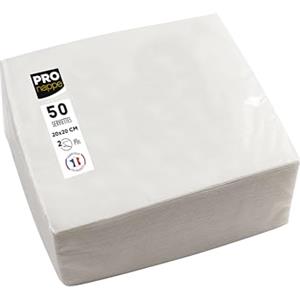 PRONAPPE - Rif. SV622001I - 50 tovaglioli da cocktail, 20 x 20 cm, carta micro-goffrata, ovatta a 2 strati, colore: Bianco