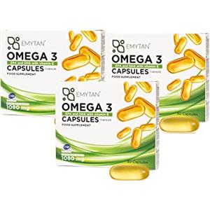 Emytan Omega 3 1080mg integratore alimentare di acidi grassi essenziali - certificato IFOS - 90 softgel di olio di pesce puro ad alto dosaggio - 535mg EPA / 268mg DHA per dose giornaliera