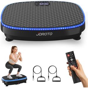 JOROTO JV50/JV60 Pedana Vibrante 4D per Casa, con 3 Motori, 10 Programmi & 120 Livelli, Altoparlante Bluetooth, Luci LED per Allenamento Completo del Corpo, Portata Massima di 158KG