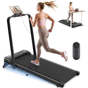 THERUN Tapis roulant THERUN 2-in-1 sottoscrivania, inclinazione del 6% o del 10% | 10 km/h o 6 km/h, con motore silenzioso da 2,75 PS, telecomando e pannello LED per casa e ufficio