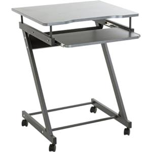 HAKU Scrivania per computer su rotelle con ripiano estraibile per tastiera, struttura in acciaio antracite e ripiani in MDF antracite, 60 × 75 × 49 cm, stile moderno