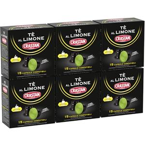 Crastan - Tè al Limone - 6x15 Capsule Compatibili con Nespresso - Tè Caldo Zuccherato dal Gusto Intenso e Aromatico, Pronto da Gustare in ogni Momento