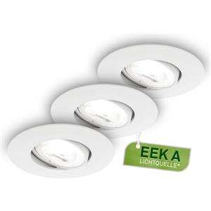 BRILONER - Set di 3 faretti LED incasso, CEE A sorgente luminosa, 230V orientabili, 2W ciascuno 360 lm, luce bianca neutra, faretti soffitto moderni, 68 mm foro, 90x24 mm, bianco