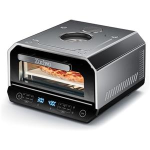 ZACHVO Forno per pizza elettrico 450 °C - pizza napoletana in 90 secondi, finestra e illuminazione interna, 13 programmi (6 pizze + 6 cucinare + professionali), 14,6 l, grande pala per pizza e pietra