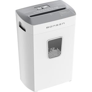 BONSEN Distruggidocumenti Microframmento 12 Fogli, Silenzioso 60dB, S5211-W | Cestino 21L, Livello di Sicurezza P-4, Tritadocumenti per Casa e Ufficio, Distrugge Carte di Credito, Punti & Graffette