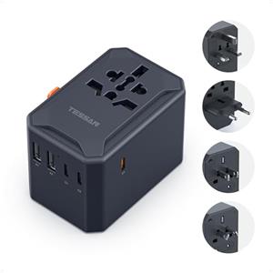 TESSAN Adattatore Universale da Viaggio USB C GAN 65W PD Ricarica Rapido | 3 USB C e 2 USB A, Adattatore Presa per USA Giappone UK Cina Francia Australia India Brasile Svizzera Irlanda