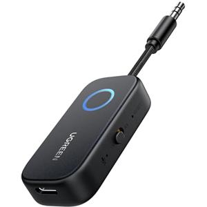 UGREEN AptX Trasmettitore Ricevitore Bluetooth5.3 Jack Adattatore Bluetooth | 2 in 1 Audio con Microfono Integrato Jack per Auto Altoparlanti TV Cuffie 28h di Autonomia