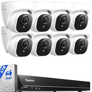 Reolink 4K Kit Videosorveglianza PoE, Espandibile a 16TB, RLK16-800D8 | NVR 16CH 4TB + 8x Telecamere Esterno PoE, Rilevamento Intelligente di Uomo/Veicolo, Visione Notturna a 30m, IP67 Impermeabile