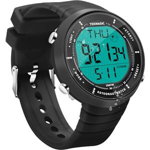 ILAME Orologio da polso per nuoto e immersione, impermeabile, 10 ATM, con funzioni di sveglia, cronometro, conto alla rovescia, doppio fuso orario, formato 12 e 24 ore commutabile, cinturino in silicone