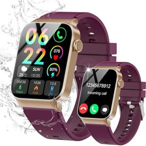 STECEi Smartwatch Uomo Donna, Schermo HD da 1,85'' Orologio Smartwatch con Effettua/Risposta Chiamate, 112 Sportive Smart Watch con Contapassi/Sonno/Cardiofrequenzimetro, Impermeabile IP68, Borgogna