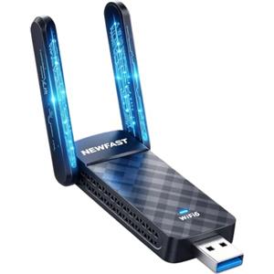 NEWFAST 1800Mbps Chiavetta WiFi per PC Fisso, USB WiFi 6 Dual Band | 2.4GHz/5.8GHz Adattatore WiFi per PC con 2 Antenne, USB 3.0, Supporta Windows 11/10, WPA3, OFDMA, MU-MIMO