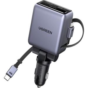 UGREEN 150W 4 EN 1 Caricatore Auto USB C Retrattile Presa USB C 100W | 2 Cavi Retrattili Caricabatteria Auto Ricarica Rapida Compatibile con iPhone 18 Pro Max 17 16 15 14 MacBook iPad Galaxy S26
