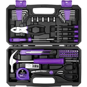 DEKOPRO Valigetta degli attrezzi DEKOPRO, cassetta degli utensili, 62 pezzi, set completo universale con utensili manuali (viola)