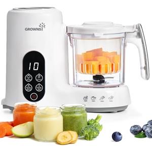 Grownsy Cuocipappa Multifunzione 7-in-1 Omogeneizzatore per Neonati | Cuoce a Vapore, Frulla, Sterilizza, Riscalda, Scongela - Robot Cucina Baby Food per Svezzamento, Facile da Usare e Pulire