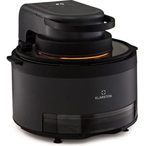 Klarstein Friggitrice ad Aria 2 in 1 con Funzione Vapore, Air Fryer 1250W, Friggitrice ad Aria Calda Touch, Elettrica 6 Programmi, Timer, Accessori Extra, e Vaporiera 5L