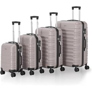 Juskys set di valigie rigide 4 pezzi - lucchetto a combinazione, ruote silenziose a 360°, grande, manico telescopico, leggero - valigie in champagne