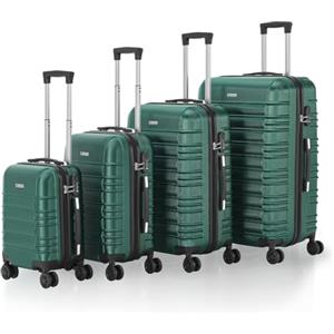 Juskys Set valigie rigide 4 pezzi - ABS - con ruote girevoli, lucchetto a codice e manico telescopico - trolley da viaggio - colore verde