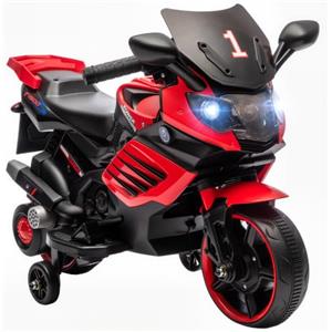 AIYAPLAY Moto Elettrica per Bambini 6V Rotelle Supporto Rimovibili Rosso | Moto Giocattolo per Bimbi da 18-36 Mesi, Fari e Musiche Integrate