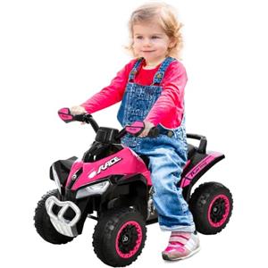 HOMCOM Macchina Cavalcabile per Bambini 18-36 Mesi in PP e Metallo Rosa | Mini Quad per Bambini a Spinta Manuale, Musiche Integrate, Fari Funzionanti, Manubrio Ampio, 67.5x38x44cm