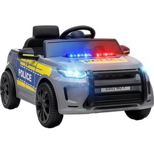 AIYAPLAY Macchina Elettrica della Polizia per Bambini 12V con Telecomando | Batteria al Litio, Auto Elettrica per Bambini, 2 Motori, Sirena, Fari, Musica, Cintura, Clacson, 2.5-3.5 km/h, 3-6Anni Grigio