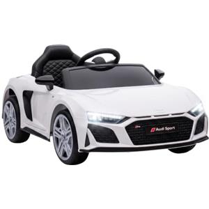 AIYAPLAY Macchina Elettrica per Bambini 3-6 Anni 12V Audi R8 Spyder Bianco | Batteria al Litio, Auto Elettrica per Bambini, Telecomando, 2 Motori, Porte Apribili, Sospensioni, Musica, USB, 3-5 km/h