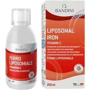 Bandini® Ferro Liposomiale Liquido con Ferro + Vitamina C | Alto Dosaggio | Alto Assorbimento | Alta Biodisponibilità | Vegan e Senza OGM | Flacone da 250ml con Tappo Dosatore | Contrasta la Stanchezza