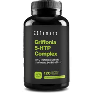 Zenement Griffonia 5-HTP Complex - con Zafferano & L-Triptofano - 120 Capsule Vegane | con Vitamine B6, B12 & Zinco, Formula Propria, Senza Glutine, 1-2 al Giorno, 2 Mesi - Zenement
